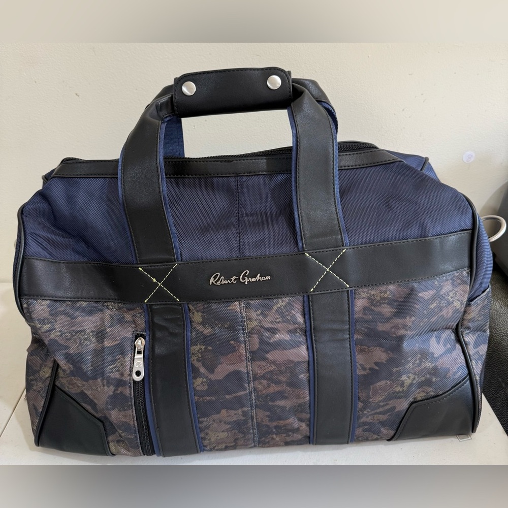 Robert Graham Blue and Black Camouflage Duffel Bag